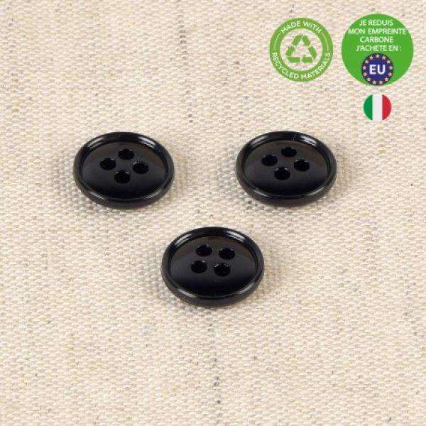 Kunststoffknopf in Schwarz recycelt, 11 mm Durchmesser